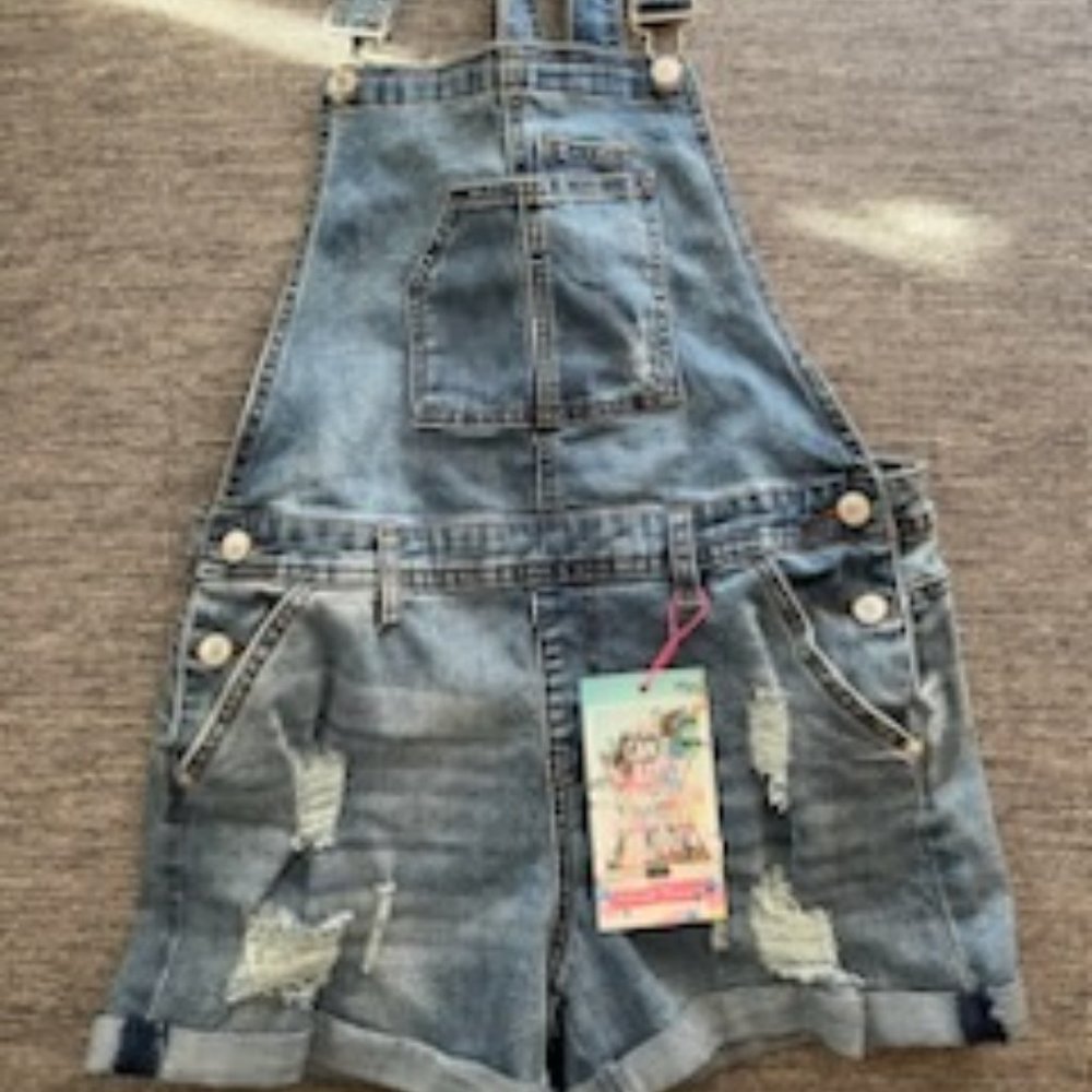 Almost Famous Women's Adjustable Strap Denim Overall Shorts